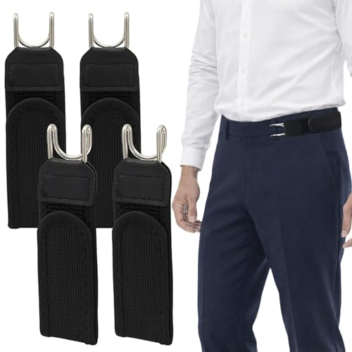 VinBee 4 Pack No Buckle Belts for Men Buckleless Elastic Stretch Belts with Metal Hook Adjustable Tactical No Buckle Belt for Jeans Trousers - Unisex Mens Belts