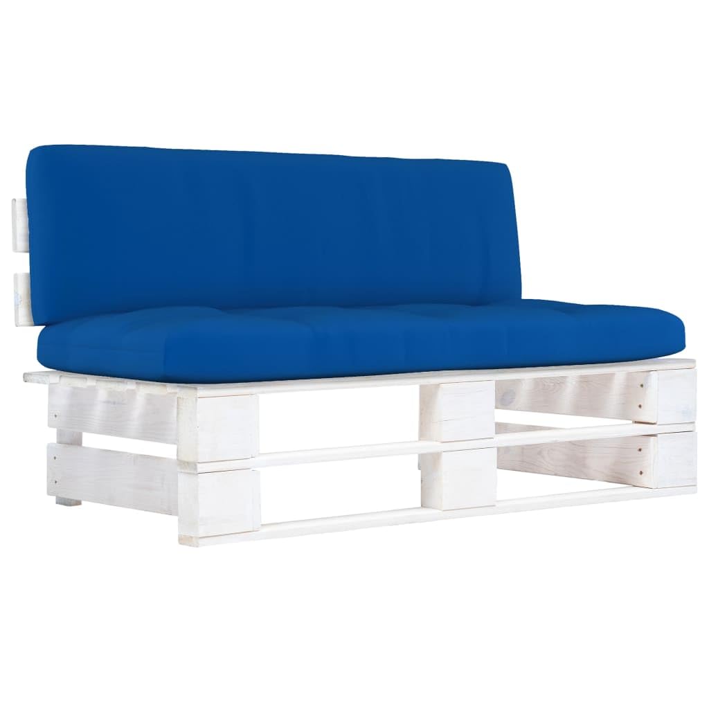 vidaXL Sofá Central de Palés para Jardín Mobiliario Muebles Exterior Patio Terraza Hogar Silla Asiento Suave Robusto Blanco Madera Pino Impregnada