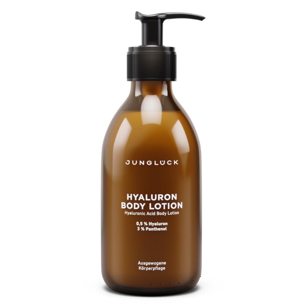JUNGLÜCK Hyaluron Bodylotion 245ml - Vegan | Leichte Lotion mit natürlichen Orangenblüten Duft für intensive Feuchtigkeit - Feuchtigkeitsspendende Bodymilk lindert Trockenheit und Spannungsgefühle