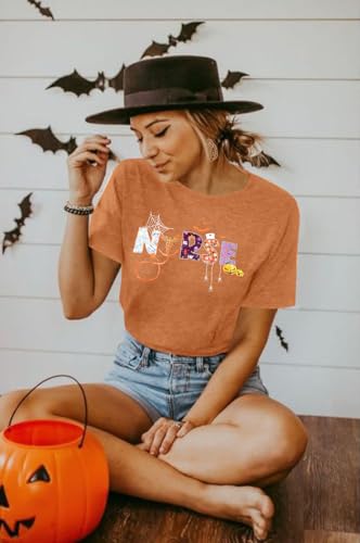 SFHFY Halloween Nurse Shirt Women in My Spooky Nurse Era T-Shirt Funny Ghost Nurse Graphic Tee Casaul Spooky Nurse Top3