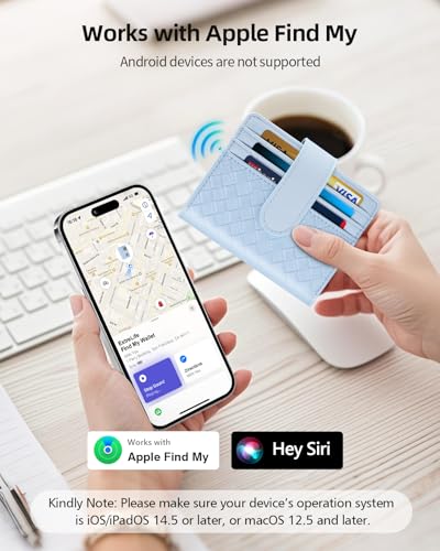 Smart Women Wallet with Find My, Wallet Tracker, RFID Blocking Bifold Credit Card Holder, Left-Behind Alerts, Play Sound, Anti-Loss, Wireless Rechargeable, Works with iPhone, iPad, Mac, Sky Blue2