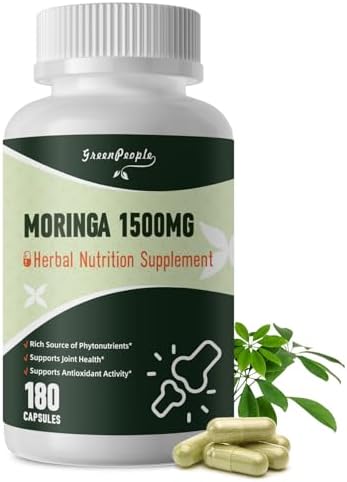 Liposomal Moringa Capsules 1500mg - 98% High Absorption Pure Moringa Powder Supplement 2.0 - Natural Superfood for Immune/Gut/Energy/Skin Non - GMO/GMP 180pcs Vegan