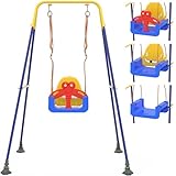 HAPPYMATY 3-in-1 Toddler Swing Set, Baby Swing...