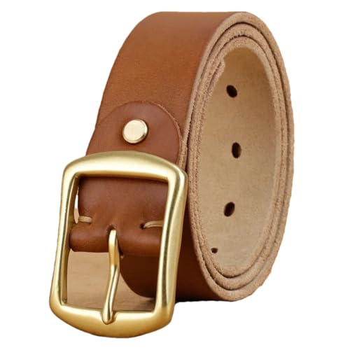 Men's Handmade Belt Pin Buckle First-Layer Real Leather Belt Daily Casual Copper Buckle Belt