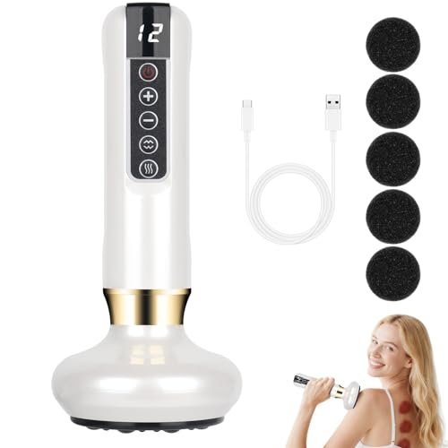 Mineup Cellulite-Massagegerät, 12 Gängen Schröpfgerät Zur Reinigung Der Meridiane, Verstellbares Handmassagegerät Für Körperfett, Anti Cellulite Massager Für Bauch, Taille, Arme, Beine, Gesäß(Weiß）