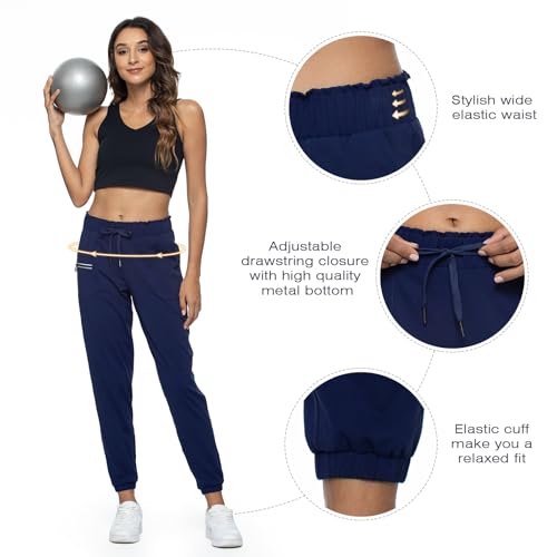 Image of Haowind Joggers for Women with Pockets Elastic Waist Workout Sport Gym Pants Comfy Lounge Yoga Running Pants