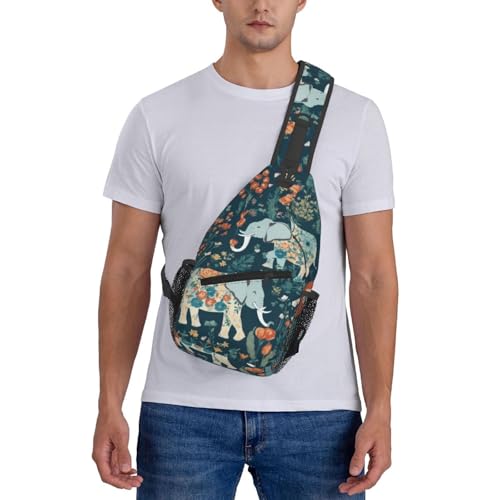 Bolso bandolera unisex con patrón floral y elefante miniatura 7