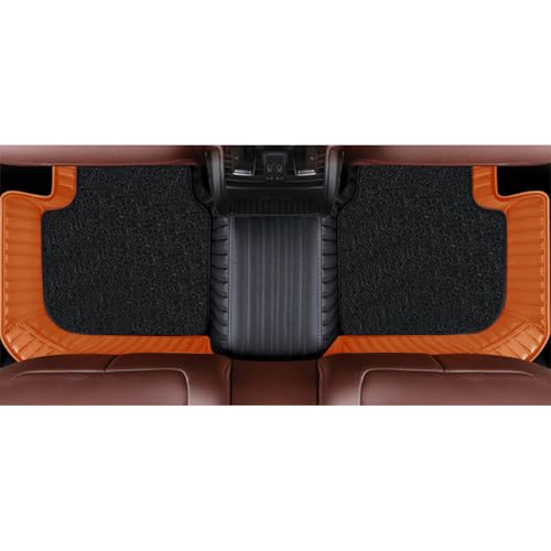 Image of Autofurnish Combination 9D Car Mat Full Set for Mahindra XUV700 (6 Seater) 2024 || Luxury Leather Dual-Stitch Full Set 9D Car Floor Mat || 100% Waterproof || Color : Black AZ-Tan
