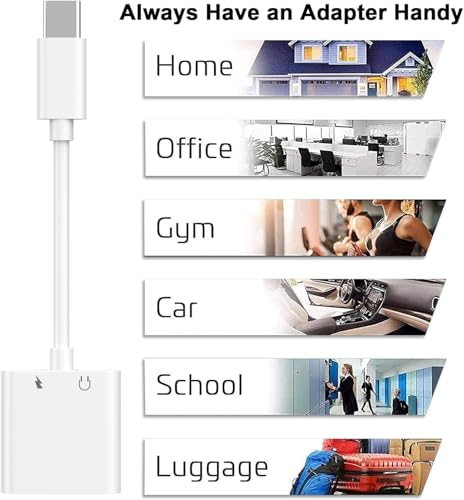 Image of [Apple MFi Certified] iPhone Dual USB C Headphone and Charger Adapter | 5 Pack USB Type C to Aux Audio + Charge Dongle Adapter for Apple iPhone 17 /17 Pro /17 Pro Max /Air /16 /16 Pro Max /15 /15 Pro Max