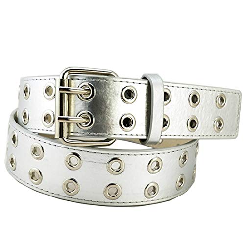 Punk Double Pin Buckle Men's Belt Grommet Rivets Waist Belt PU Leather Waist Strap Fashion Casual Jeans Rock Belt Waistband