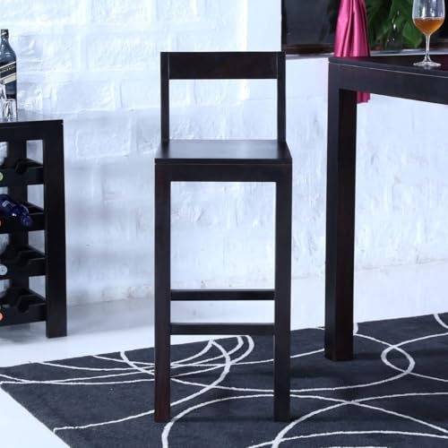 Image of Wooden Bar Dining Table and Chair /Solid Sheesham Wood Bar Table for Balcony with 2 Chairs (Solid Sheesham Wood, 2 Seater, Walnut Finish)