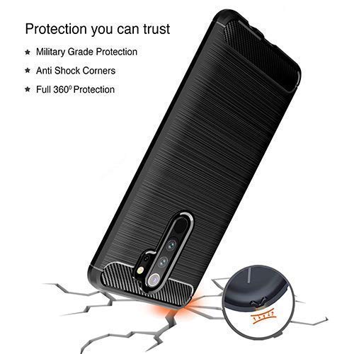 Image of Hybrid Carbon Fiber Back Case for Mi Redmi 9 Prime (Black)