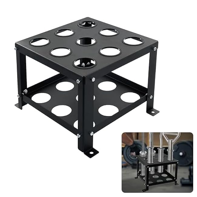 Barbell Holder Floor Stand - Heavy Duty Home Gym Organizer for 9 Barbells - Fits 2-inch Olympic & Curl Bars