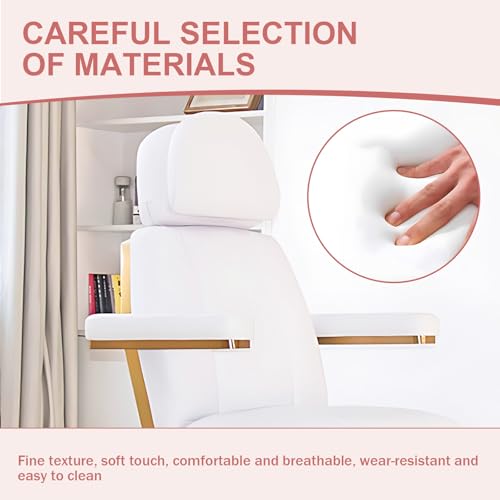 Larnavo Massage Table - Electric Massage Table with White Single-Column Luxury Design, SPA Beauty Bed Includes One-Button Lift & Tilt, Rotatable Armrests - Image 6