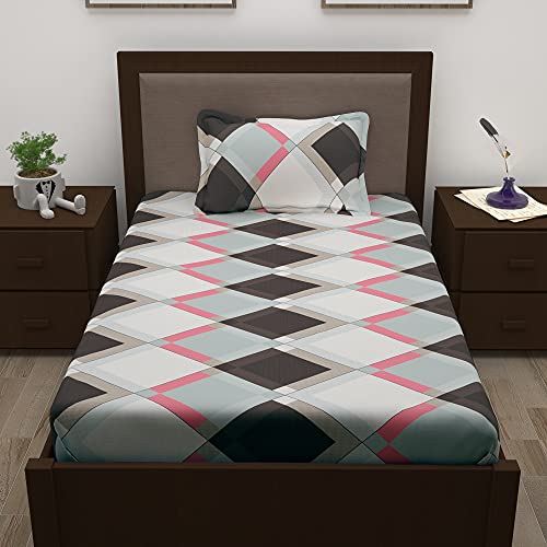 Image of Story@Home 210 TC Spark Collection Single Bedsheet Cotton Combo with 1 Pillow Covers | Multicolor | Abstract (Bedsheet : 145 X 225 cm & Pillow Cover : 40 X 60 cm)