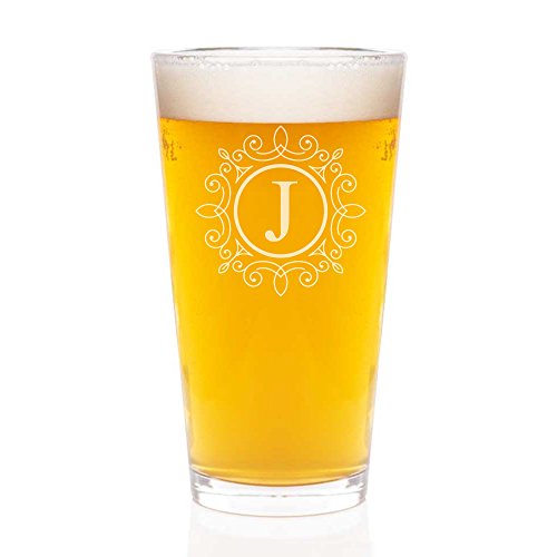 Vaso grabado personalizado con monograma letra J