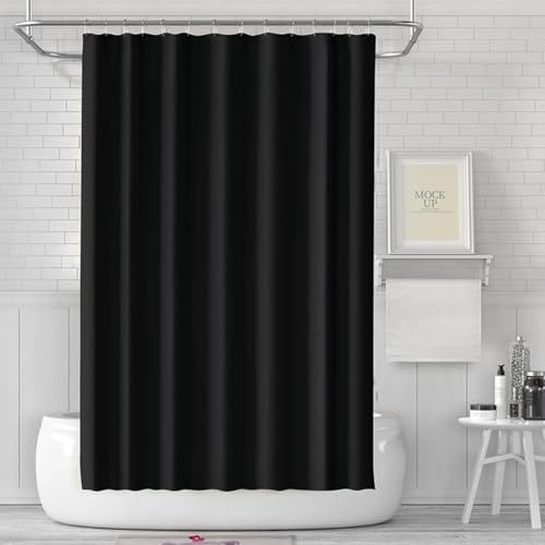 LUKDUNG 180x180 Badevorhang, Duschvorhang Anti-schimmel in Badezimmer, Vorhang für Badewanne Dusche aus Kunststoff Wasserdicht Waschbar, Waschbar PEVA Shower Curtain mit 12 Duschvorhangringe Schwarz