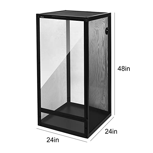 Repti Zoo 120 Gallon Foldable Reptile Open Fresh Air Aluminum Screen Cage,Black Extra Large Reptiles Habitat Chameleon Breeding Cages 24X24X48-Inches #TOP1