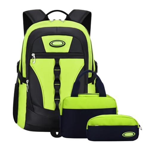 VIDOSCLA Conjunto de mochila escolar para meninos adolescentes, mochilas para meninas, mochila com lancheira, A12# verde, Large, Mochilas Daypack