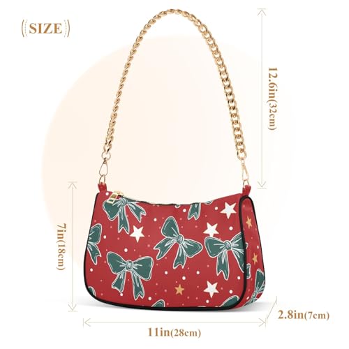 Clutch Shoulder Bags Tote Evening Purse Handbags for Women Christmas Green Bow Hobo Bags with Zipper Closure3