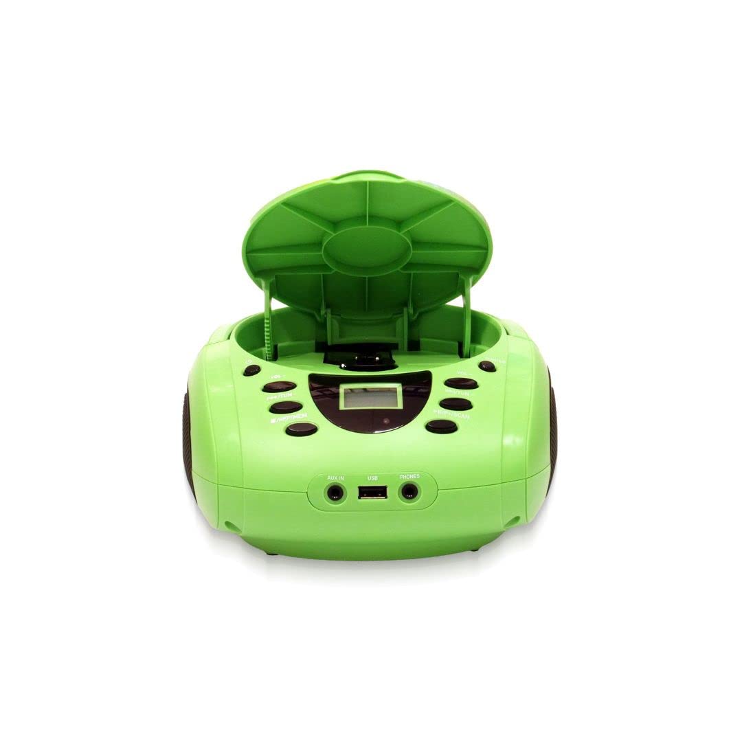 WE Lecteur - Radio CD - USB WeKids: FM, Lecteur CD/CD-R/CD-RW/MP3, RMS2*2W, entrée Aux et Micro, modèle Dinosaure