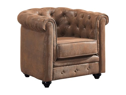 Vente-unique Chesterfield Microfibre Armchair Vintage Look