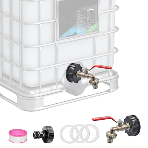 IBC Tank Auslaufhahn 3/4 Zoll, Fancysky IBC Tank Zubehör s60x2, Auslaufhahn IBC Tank Grobgewinde, IBC Wassertank 1000l Zubehör, 1000l Wassertank Zubehör Auslaufhahn, für Regentonne, Wassertanks