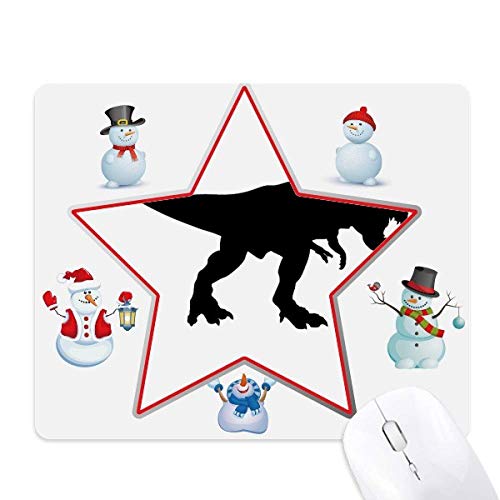 Tapis de souris dinosaure noir au motif imprimé étoile et bonhomme de neige