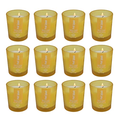 Image of EKAM Fruit Splash Votive Soy Wax Scented Candle, 40 Grams, 10 Hours Burn Time| Long Lasting Premium Candles | Ideal for Home Decor | Gifting & Aromatherapy (Pack of 12)