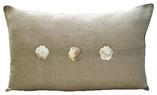 Natural Pearlized - Decorativa Funda de Cojin 30 x 50 cm, Rectangle/Lumbar Natural Beige Algodón Lino Madreperla