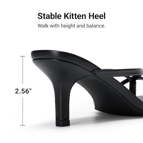 Image of DREAM PAIRS Kitten Heels for Women Flip Flops Slip on Low Heels Open Square Toe Thong Heeled Strappy Sandals Slides Comfortable Dress Shoes