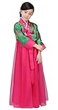 CRB Fashion Girls Traditional Kids Korean Hanbok Outfit Dress Costume (140cm, Green)