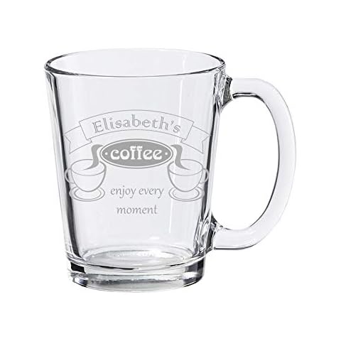 Coffee Cup, Clear Glass Mug, Personalised with Engraving - Standard Cover
