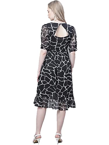 Image of Mini & Ming Women's Black Check Printed Wrap Midi Dress