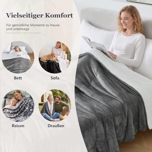 CHOSHOME Kuscheldecke Flauschig Sherpa Decke - Dicke Wolldecke, Weiche – Ansicht 5