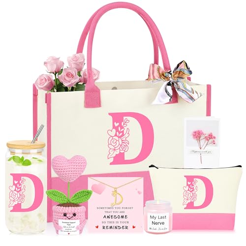 GQDECOR Personalized Monogrammed Customized Pink Birthday Gifts for Women, Initial D...