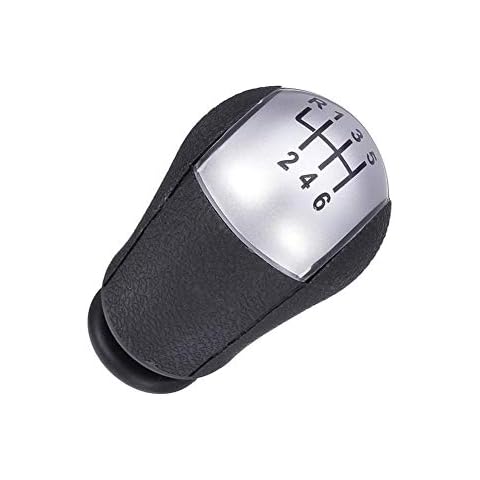 azurely 6-Speed Car Gear Shift Knob Shifter Lever for Ford Focus, Mondeo MK3 S-MAX C-MAX Mustang Galaxy Transit Fiesta MK6, Sliver/Black Cover