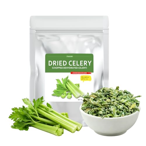 Fraunitsh Dried Celery 3.52oz/100g Natural Dehydrated Celery for Cooking Chopped Diced Celery for Soups Stews Chilis Salads Stir fry and Camping Crosscut Flakes (3.52oz)