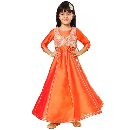 Image of A.T.U.N. (ALL THINGS UBER NICE) Girls Woven Design Gota Jacket Maxi Anarkali Gown