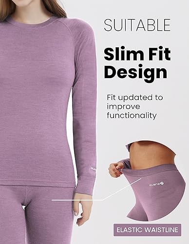 Image of Iguana Womens 100% Merino Wool Base Layer Sets for Ski Lightweight Thermal Underwear