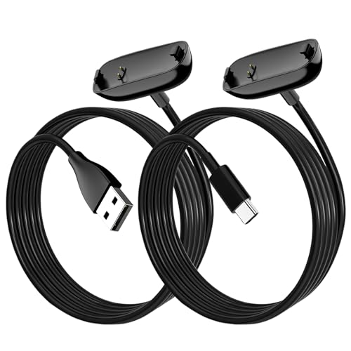 TwinkleHom 2 Pack Charger Cable for Fitbit Inspire 3 Fast Charging Dock Cord Replacement for Fitbit Inspire 3 Health & Fitness Tracker 1 USB & 1 USB C (3.3Ft+3.3Ft)