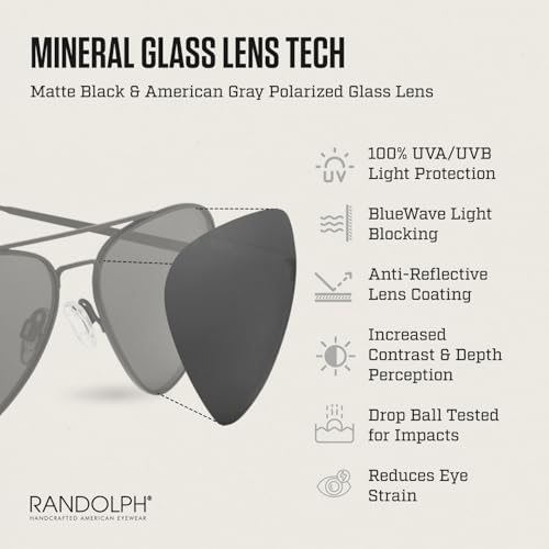 Image of Randolph Eyewear Concorde Aviator Sunglasses for Men and Women - Non-Polarized & Polarized Aviator Sunglasses Made to Last