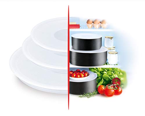 Tefal Ingenio Set de 3 Tapas para la conservación de cazos de 16, 18 y 20 cm, Blanco