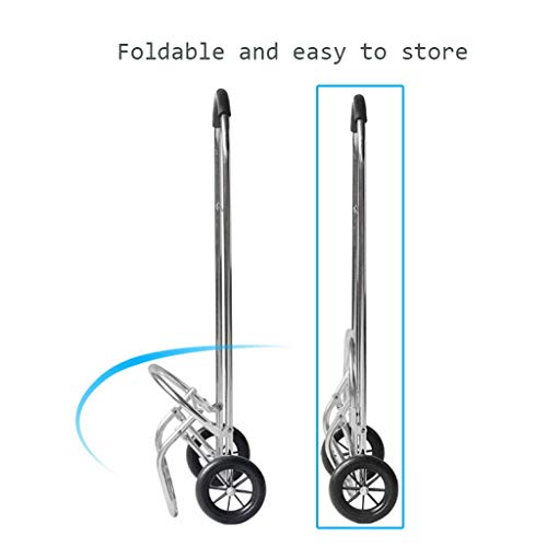 WLKINF Einkaufstrolley aus Aluminium, faltbar, praktisch, ultraleicht, Trolley mit vier Rädern, kann 55 l, 30 95 cm… – Bild 4