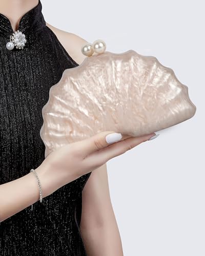 Image of Women Seashell Evening Bag Purse Mermaid Chain Strap Clutch Handbag Shoulder Bag | Seashell