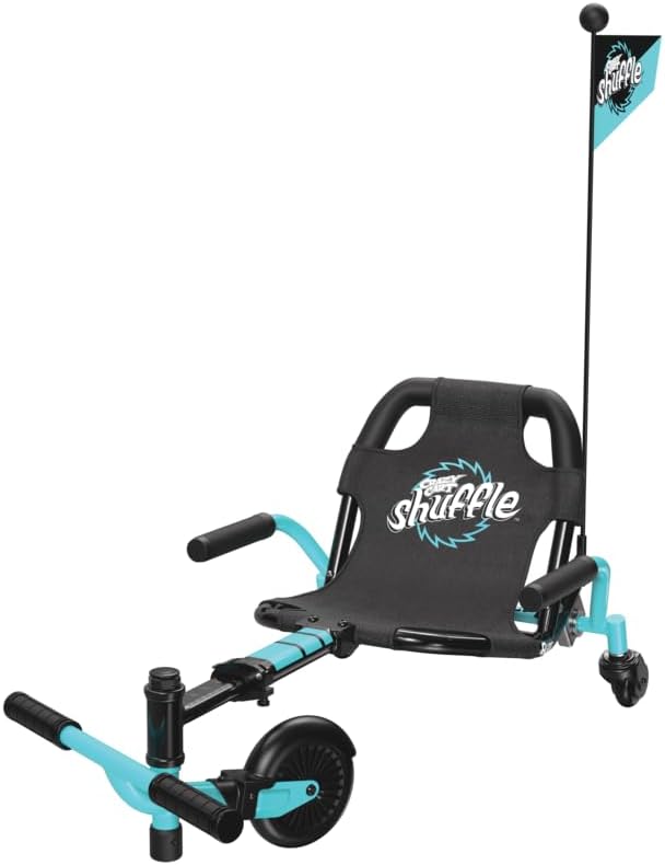 Crazy Cart Shuffle Go Kart | Manual Drift Cart (Black/Teal) | Battery-Free Kid-Powered; Adjustable Fit | Iconic Wheeled Ride-On For Kids Age 4+