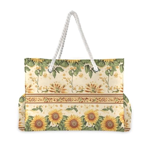 Sunflowe Beach Bag & Travel Tote Bag Large Sandproof with Zipper Closure, Wet Pouch for Swim Gym Travel, Lightweight Foldable Outdoor Bag2