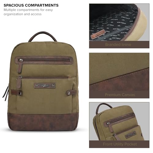 Image of Police Tendra Leather Backpack for Men & Women - 14 inch Laptop Compartment, Front Utility Pocket, Adjustable Padded Straps, Premium Everyday Bag