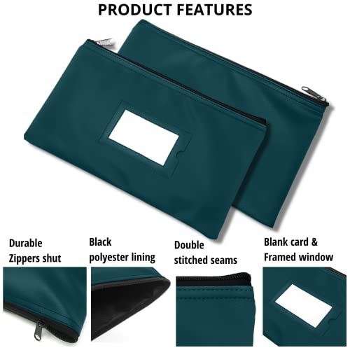 Money-Bank-Deposit-Bag-with-Zipper-11x6-inch-Green-Durable-Leatherette-Money-Cash-Coin-Check-Wallet-Pouch-for-Men-Women-with-Framed-ID-Window-and-Blank-Card-by-GIDABRAND-5