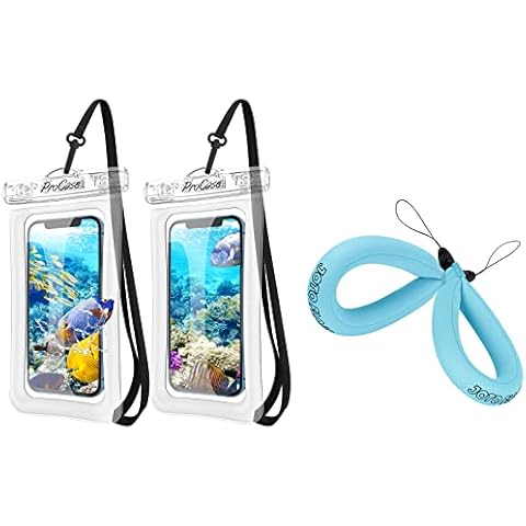 JOTO 2 Pack Floating Waterproof Phone Holder Pouch Bundle with 2 Pack Floating Wrist Strap Cover